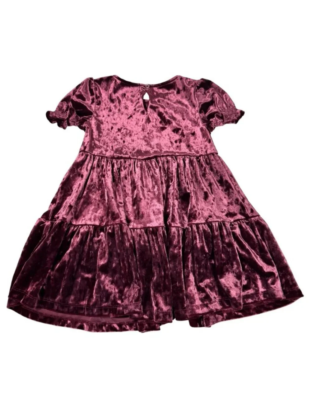 Oshkosh Velvet Tiered Dress Girls Sz 3 T Short Sleeve